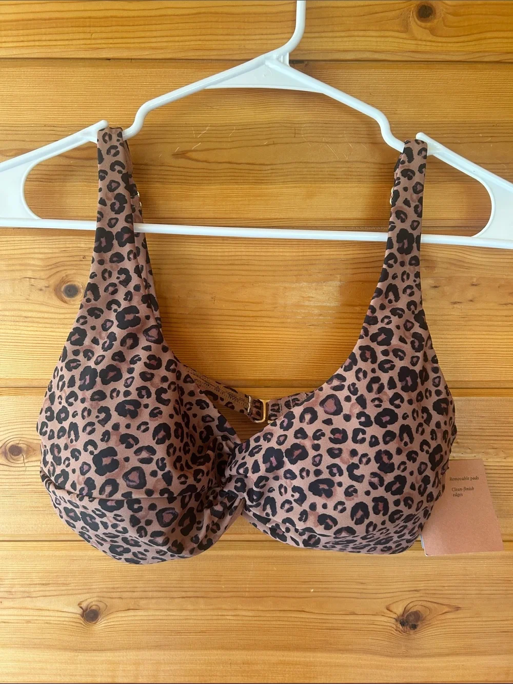 Shade & Shore Leopard-Print Bikini Top in Brown and Black